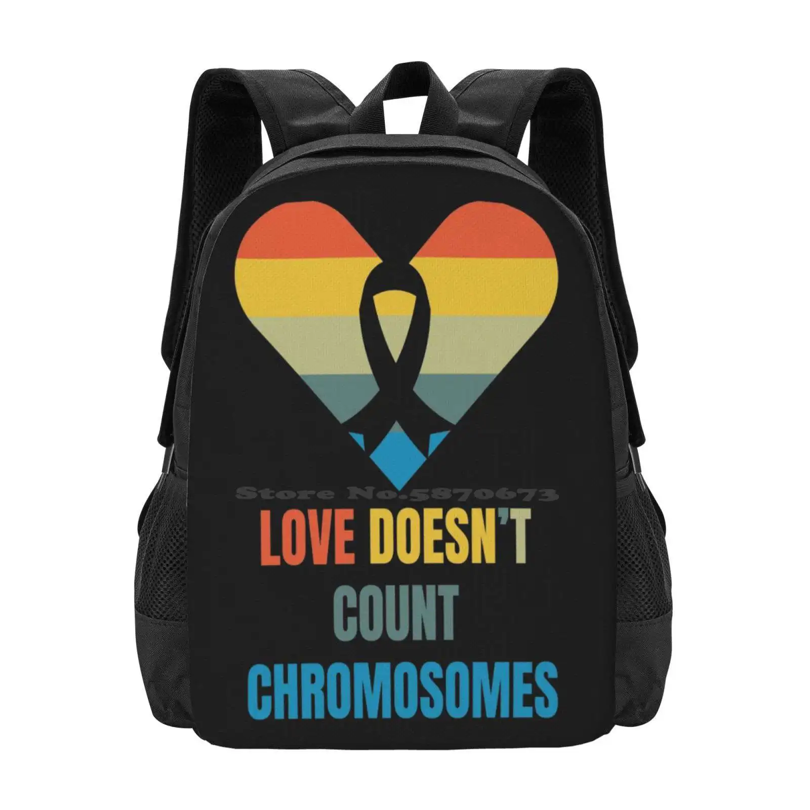 Down Syndrome Awareness - Love Doesn'T Count Chromosomes Hot Sale Schoolbag Backpack Fashion Bags