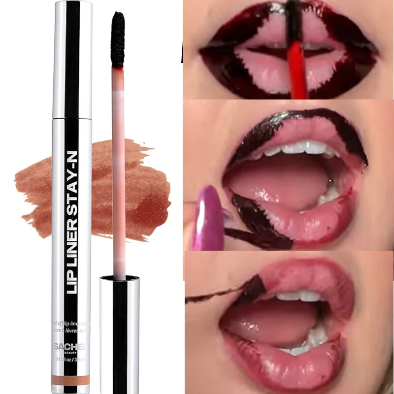 Sterk Gepigmenteerde Lipliner Tattoo Matte Peeling Off Verbeteren Lippen Lipliner Blijvende Lipvlek Waterdichte Transfer-Proof Lippenstift