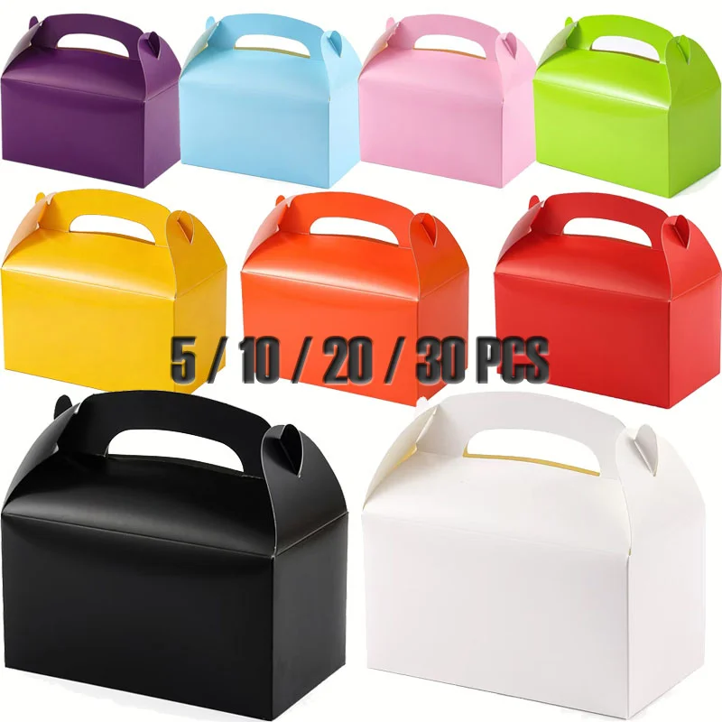 Cajas de Regalo de Papel Kraft de 5-30 Piezas, Cajas de Regalo Negras, Blancas y Rojas, Cajas de Regalo para Fiestas, Cajas de Dulces y Galletas, Suministros para Fiestas de Cumpleaños y Días Festivos