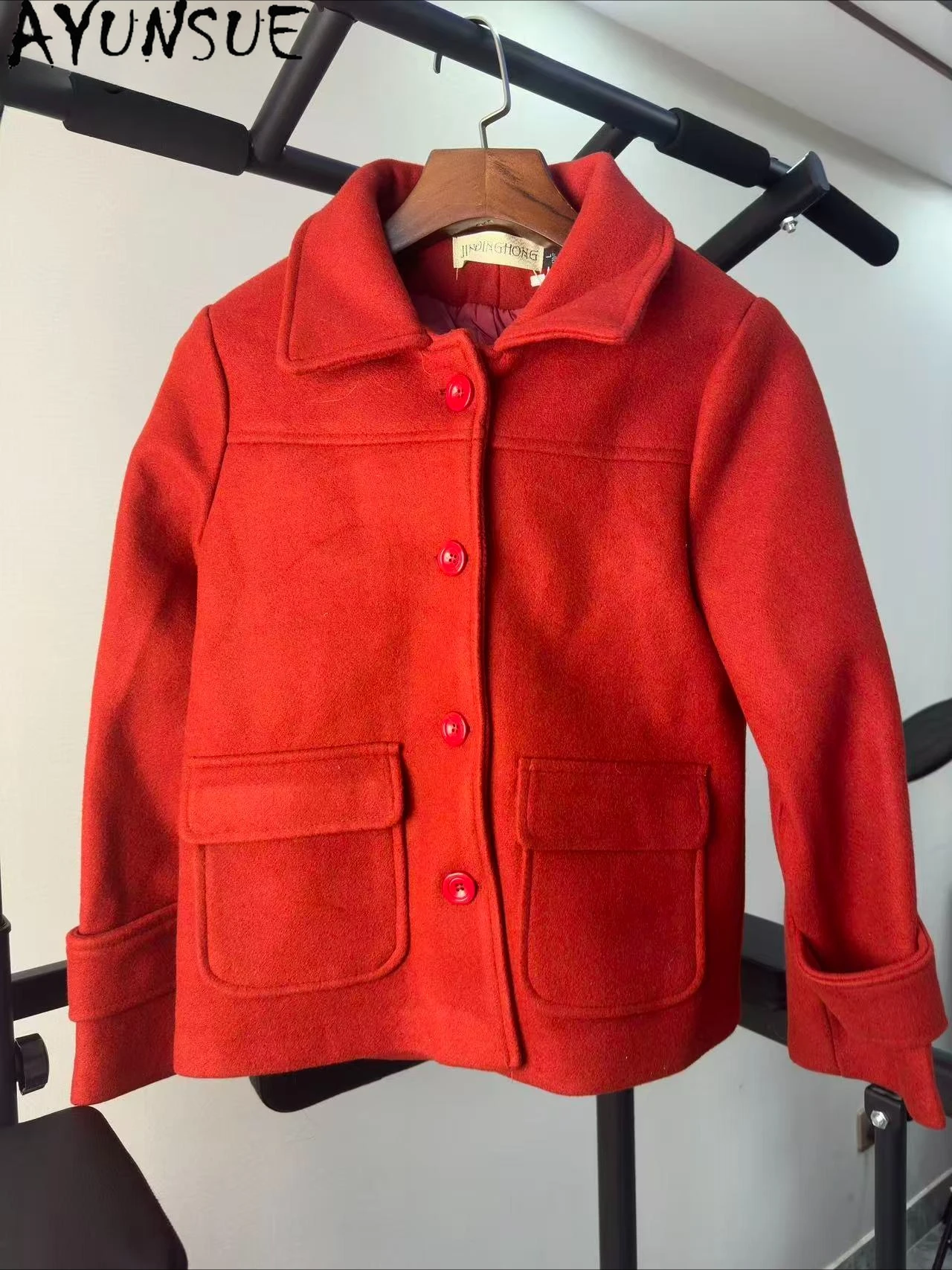 AYUNSUE سترة صوف حقيقية للنساء ملابس شتوية دافئة معاطف نسائية موضة معطف فريد تعزيز عيوب صغيرة لا استرداد لا تبادل #1