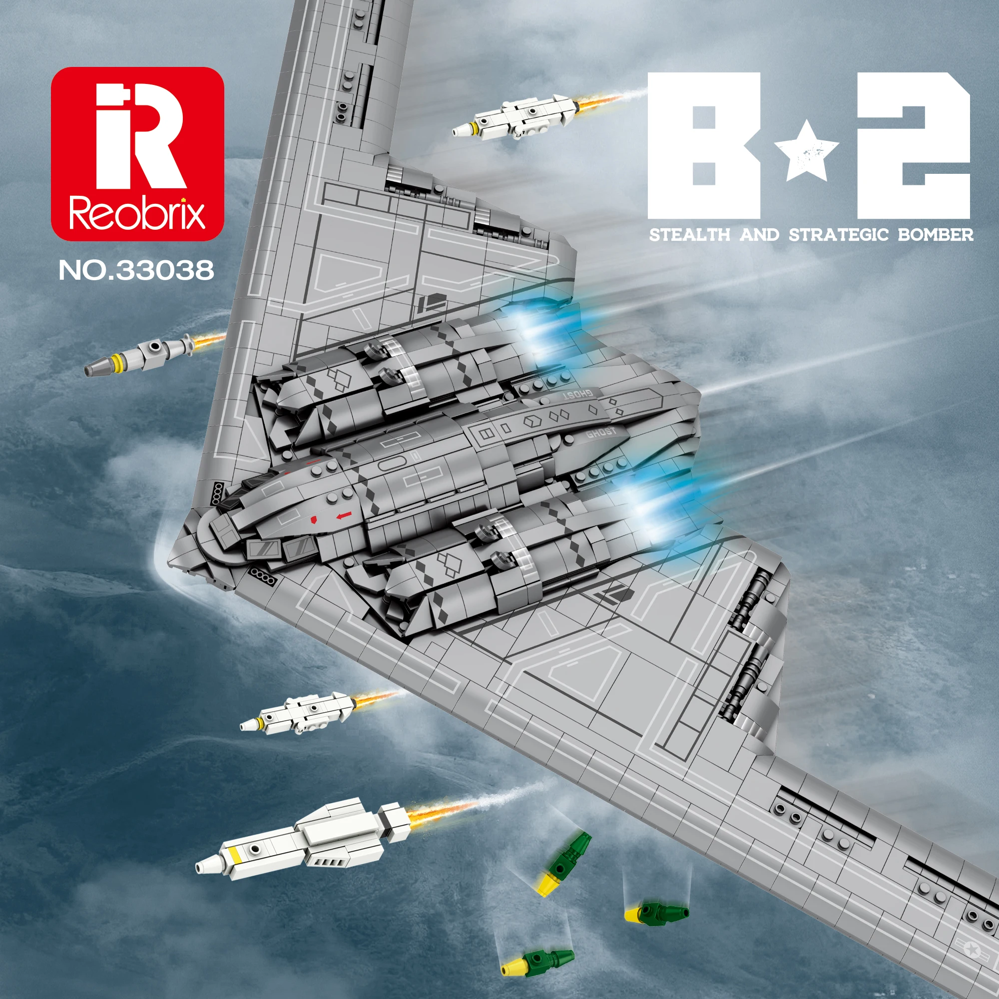 

Reobrix B-2 Bomber Building Block Set, Highly Restored US Military Fighter Model, Top Gift for Military Enthusiasts