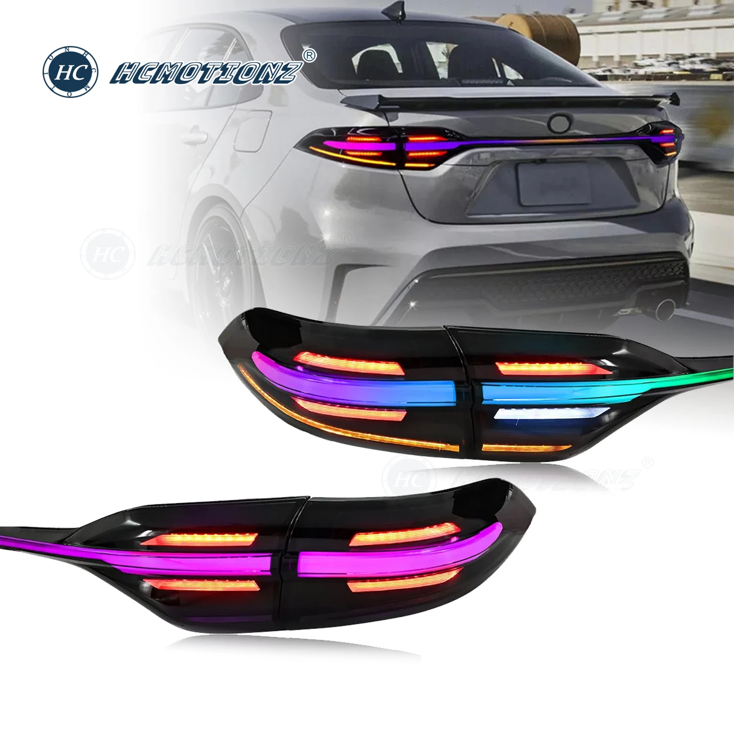 

HCMOTIONZ Taillight for Toyota US Corolla 2020-2024 LED DRL RGB Animation NEW DESIGN Back Lamps with Middle Light