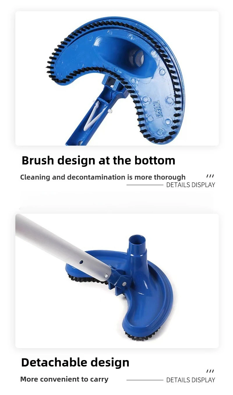 수영장 액세서리 청소용 반달형 흡입 풀 헤드 베이스(손잡이 포함) 먼지 흡입 청소 헤드 단일 베이스