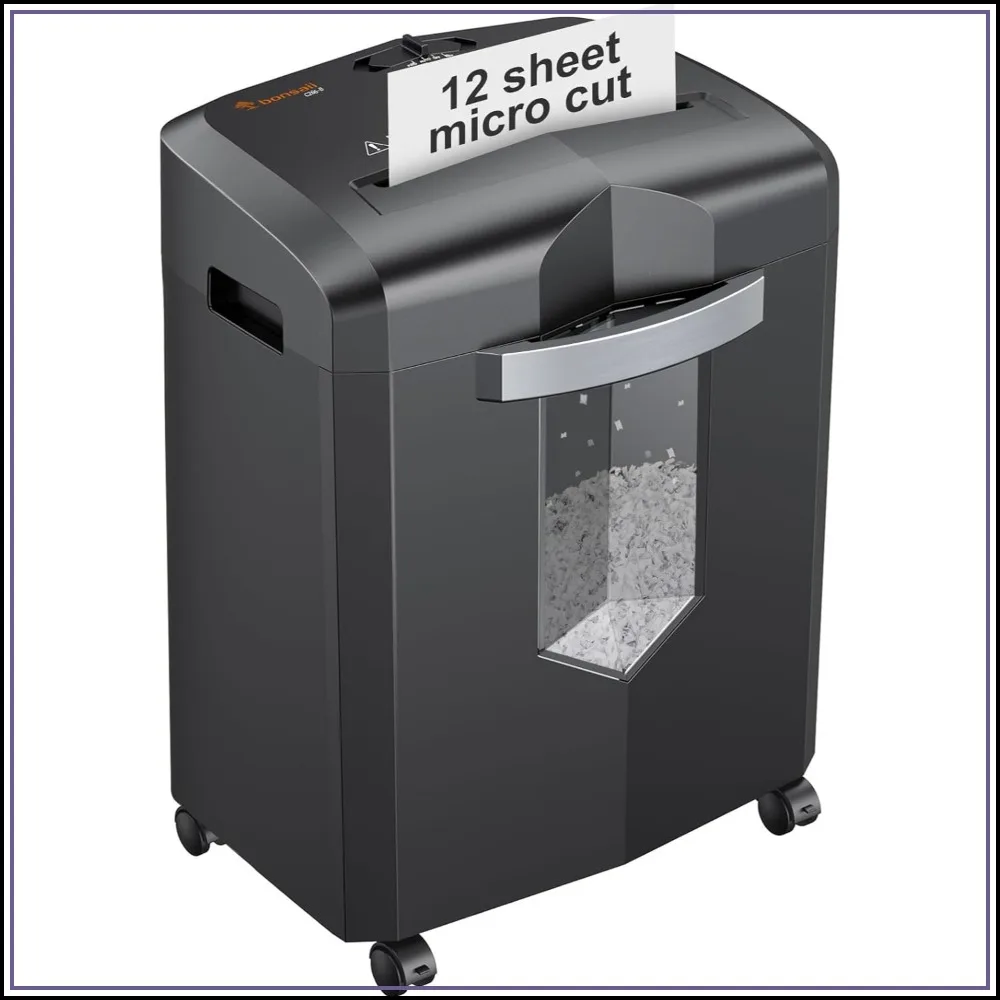 

12-Sheet Micro Cut Paper Shredder for Home Office, P-4 Security, Shreds CD/Credit Card/Mail, Jam-Proof, 4.2 Gal Pullout Bin