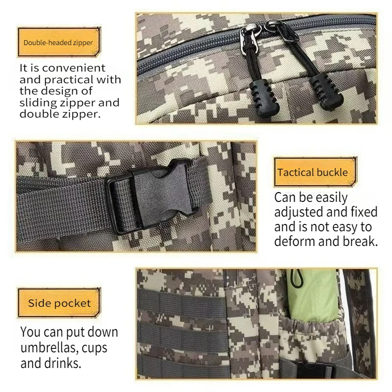 Eat Chicken Three-level Backpack 2025 New Creative Camouflage Backpack Waterproof Wear-resistant Nylon Multifunctional Schoolbag - Image 5