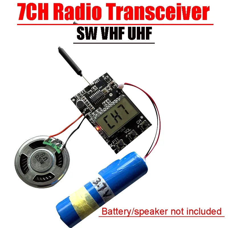 7CH Radio Transceiver SW VHF UHF Transmitter Receiver Circuit Board WITH Antenna DC 3.3V-6V FOR Walkie-talkie Shortwave