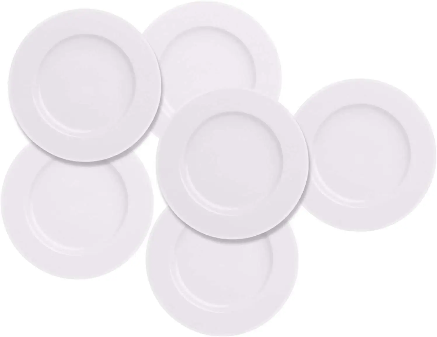 Juego de 6 Platos de Porcelana Blanca de 7.5 Pulgadas para Ensalada y Postre, Diseño Redondo y Plano, para Cena y Regalo