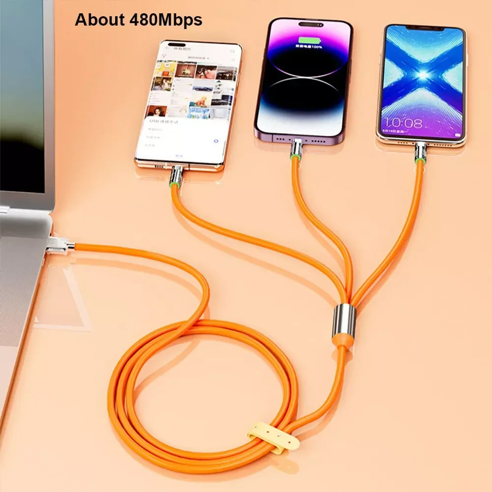NNBILI 120W Superschnellladegerät 3-in-1 USB-C-Kabel Multi-Port-Ladeadapter für iPhone, Android, Huawei-Handys, Tablets, Laptops – Detail 4