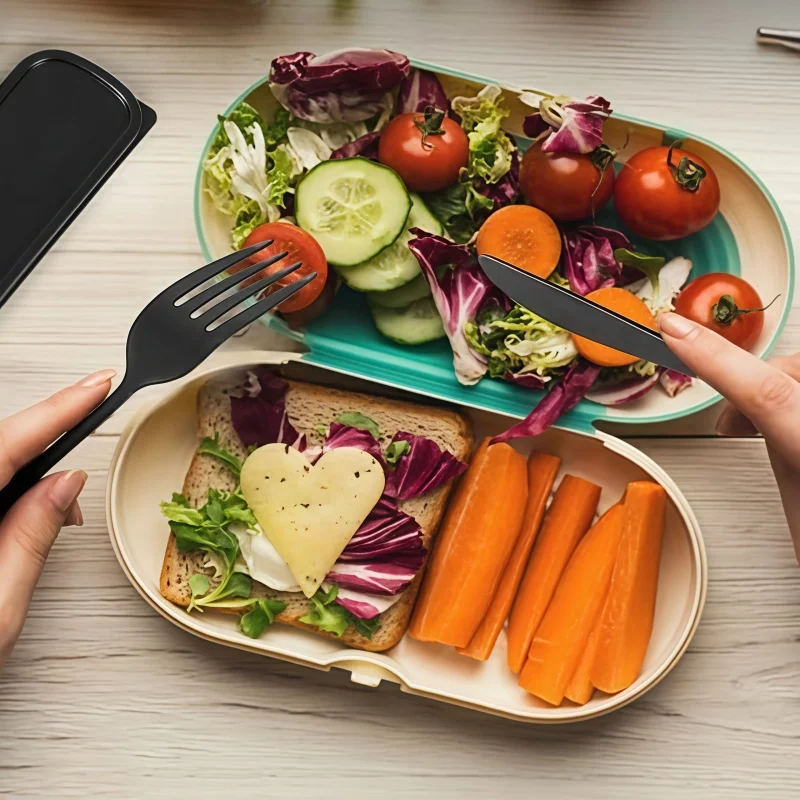 

Reusable Tableware Portable Camp Utensils Stainless Steel Spoon Fork Chopsticks Cutlery Set Student Dormitory Work Cutlery Case