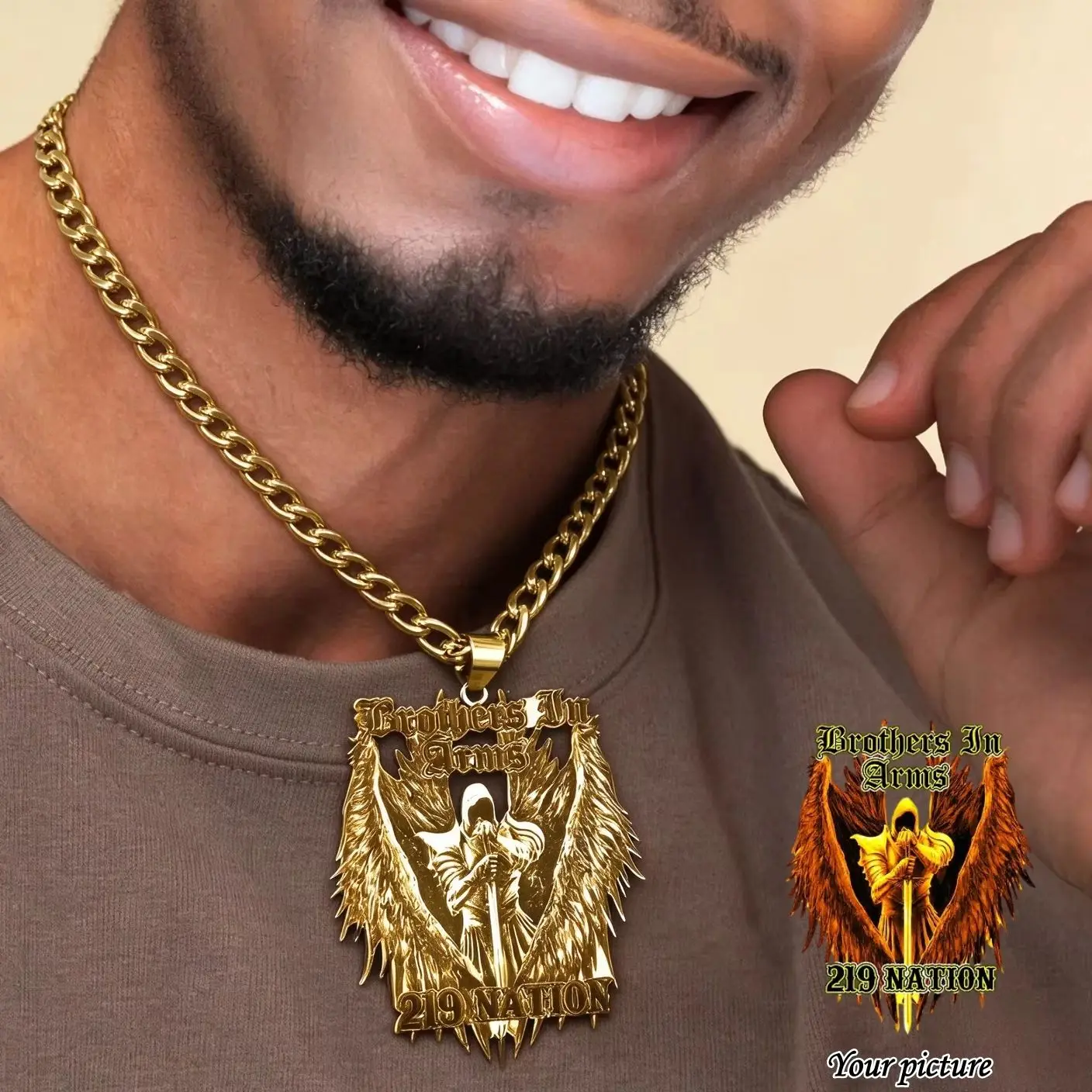 Custom Photo Pendant Necklace for Men Personalized Stainless Steel Cuban Chain Hip Hop Custom Engraved Statement Jewelry Gift