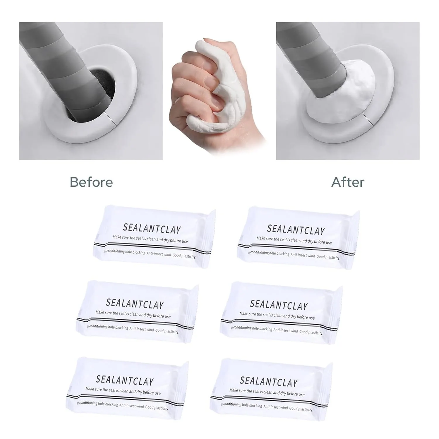 10 Pcs Waterproof Repair Mastic Sealant - Multi Purpose Filler for Drain Connection, Wall Cracks, Holes and Gaps - Indoor Outdoor Quick Setting Mud Clay