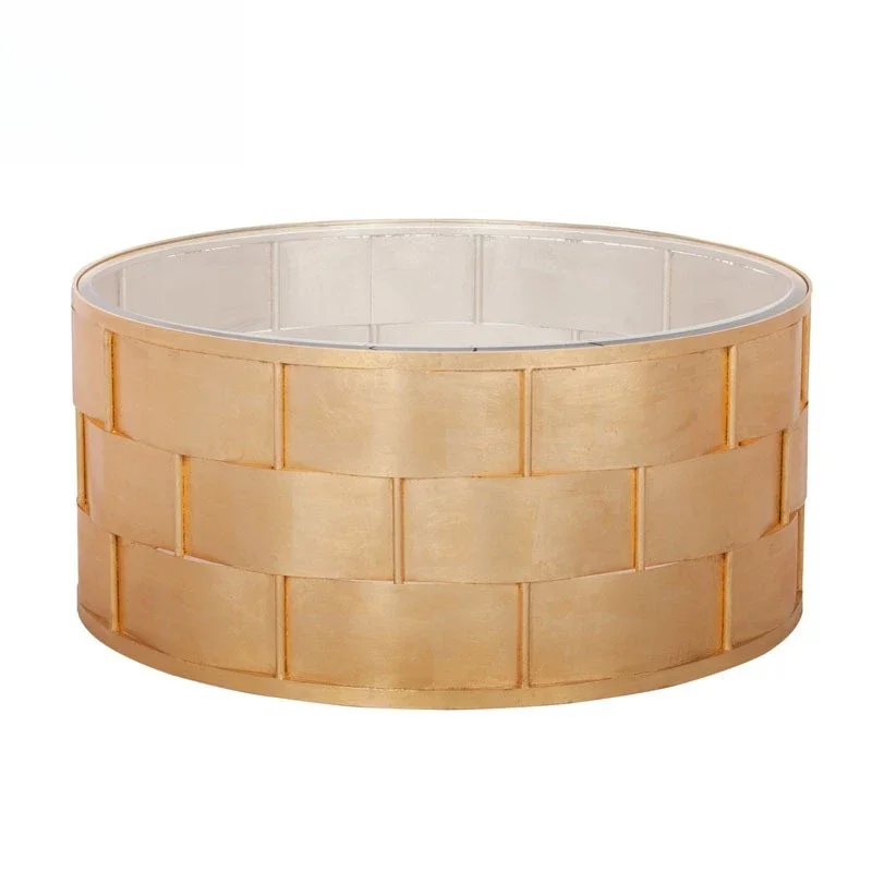 

American personalized retro wrought iron w oven gol d/silver f oil coffee tab le/villa/club designer cof fee ta ble