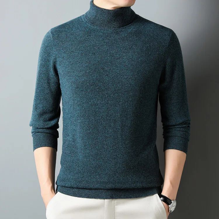 

High Quality Winter New Men's Turtleneck Sweater Fashion Casual Stripe Knitted Warm Thickened Sweater Pullover Sweaters