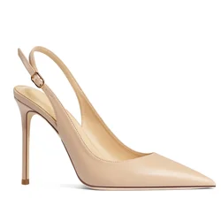 HLTINO Women Slingback fashion Sandals with Matte Finish Women Summer High Heel Sandal Luxury Shoes Stilettos 10cm 6cm