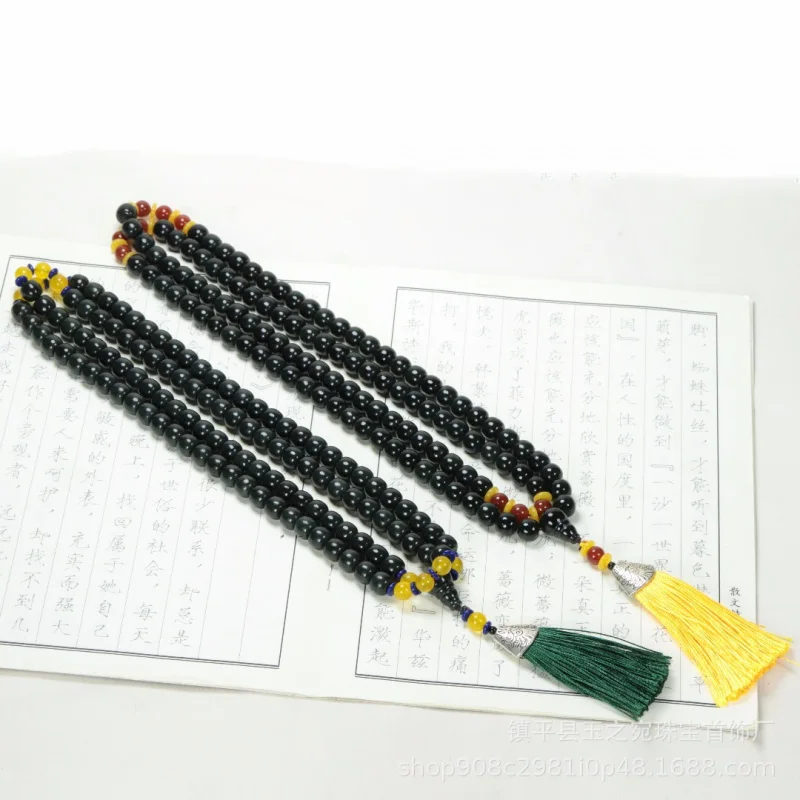 

Hetian Qing Old Style Abacus Bracelet Jade Necklace 108 Buddha Beads Hand Ornament