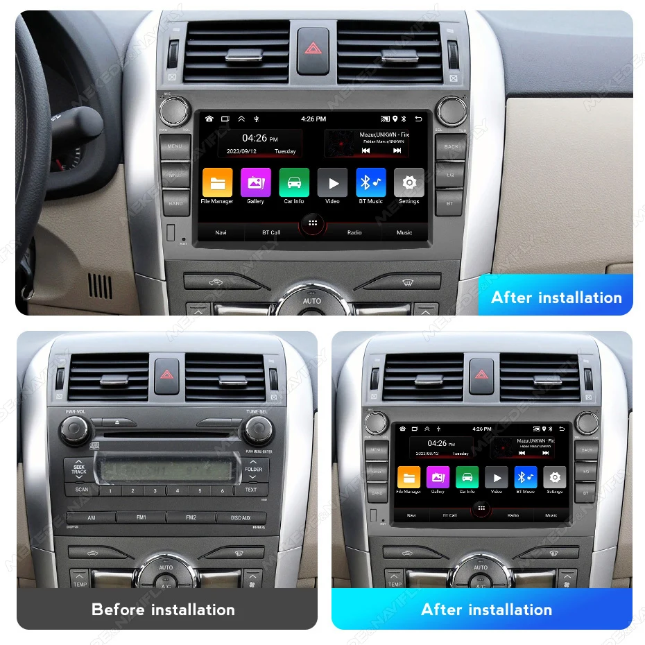 Android OS Wireless Carplay Car Radio For Toyota Corolla Auris E140/150 2007-2011 Central Multimedia Players Smart car systems
