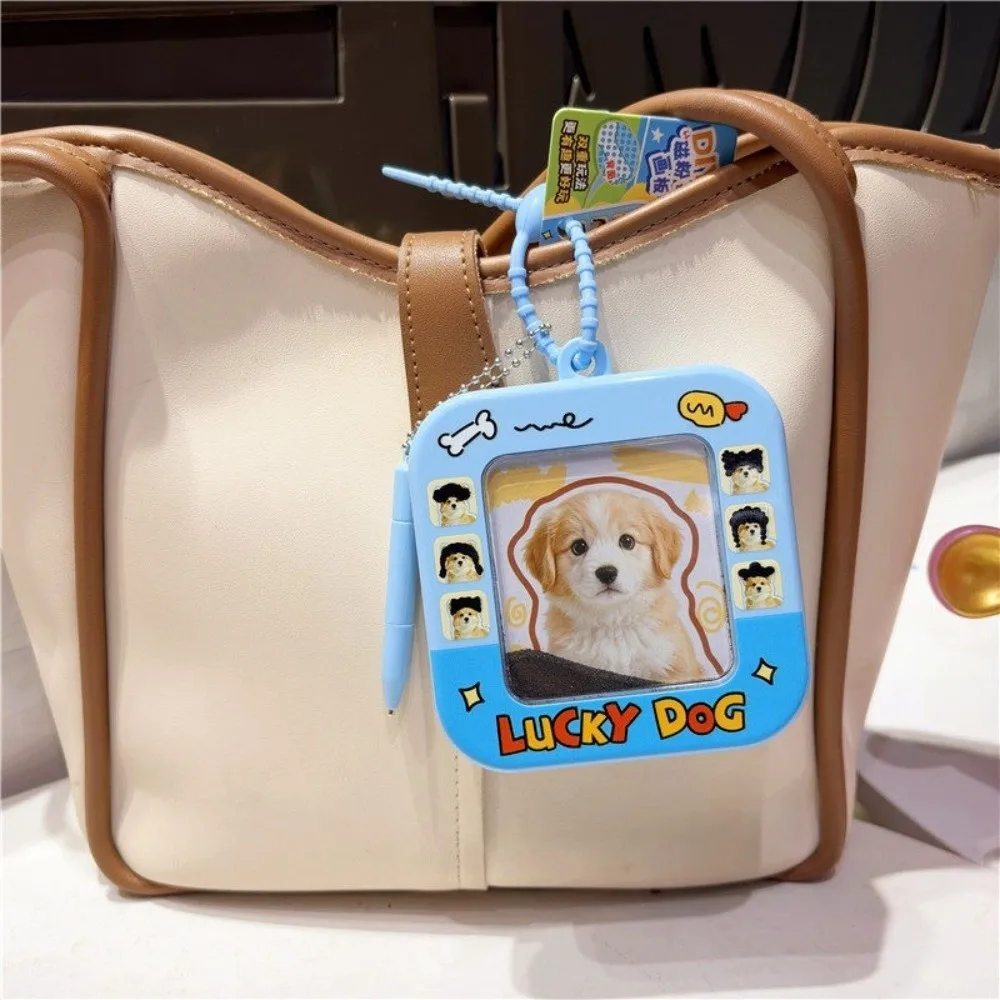 Portable DIY Hair Style Keychain Cartoon Creative Magnetic Drawing Painting Board Steel Bead Reusable Animals Hair Drawing Board