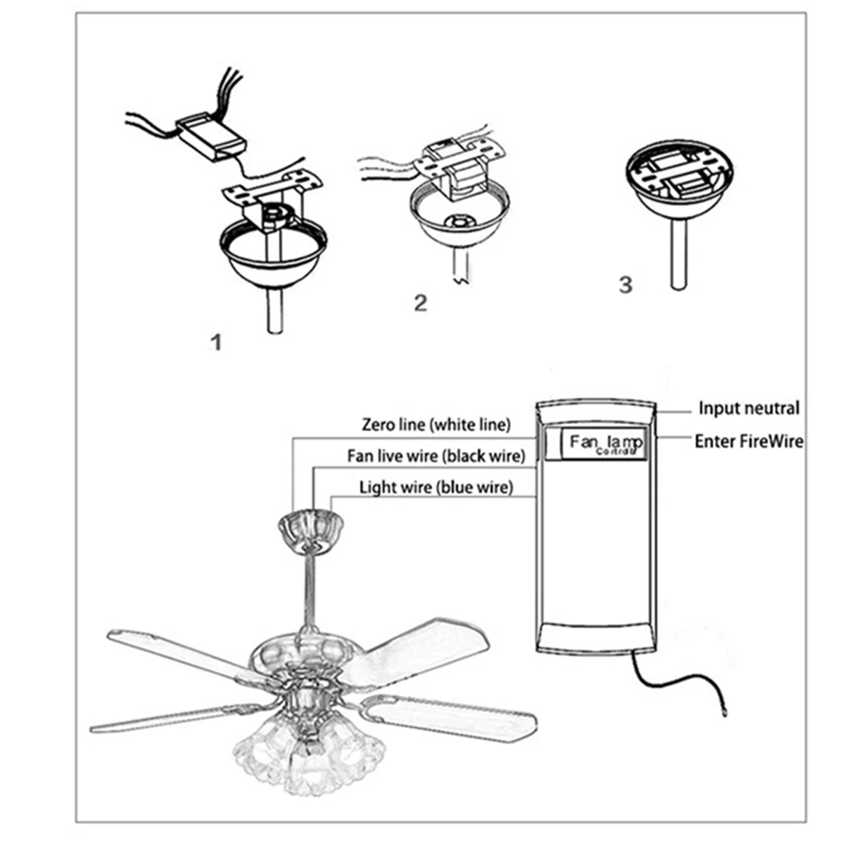 FFYY-Ceiling Fan Remote Control Kit, Universal Small Size Ceiling Fans Light Remote, Speed, Light & Timing Wireless Control
