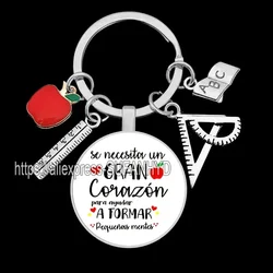 Teacher Keychain In Spanish It Takes Big Heart To Shape Heart Keychains for Professor Teachers ' Day Gift In Spanish