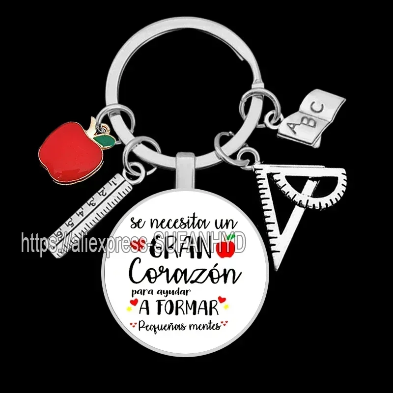 Teacher Keychain In Spanish It Takes Big Heart To Shape Heart Keychains for Professor Teachers ' Day Gift In Spanish