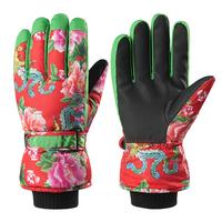 Ski Snowboard Gloves Flower Design Snow Gloves Touchscreen Snowboard Ski Mitts Winter Warm Snowboard Gloves For Sports Hiking