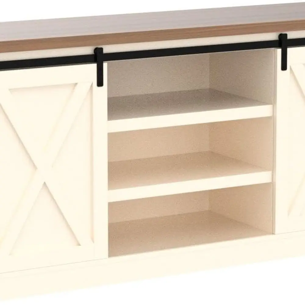 خزانة بوفيه من خشب البلوط والعاجي 55 مع باب منزلق، وحدة تخزين لتناول الطعام في المطبخ