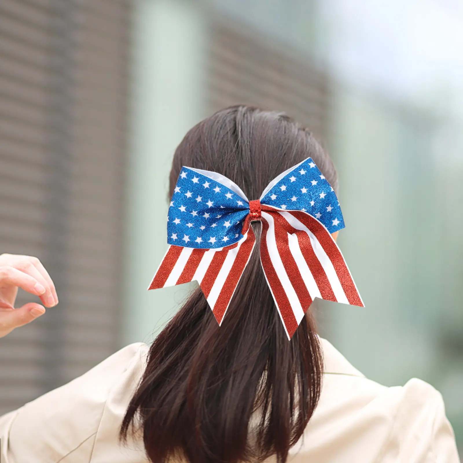 2Pcs Bowknot Hair Ties Independence Day Patriotic Hair Scrunchies for Women Girls 4Th of July Party Parade Gift
