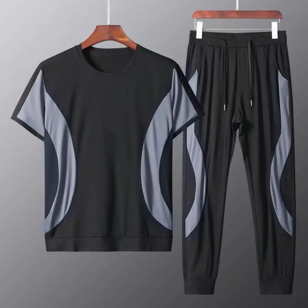 Ensemble de sport pour hommes, 1 ensemble, chemise et pantalon, couleur contrastée