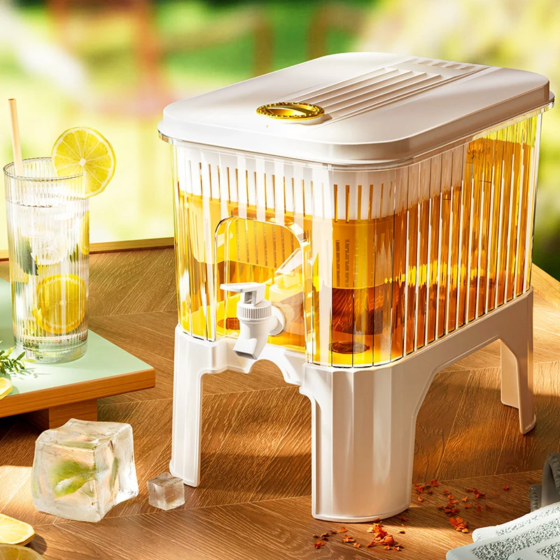 Household Refrigerator Cold White Open Juice Fruit Drink Tea Bucket Large Capacity High Temperature Cold Water Bottle