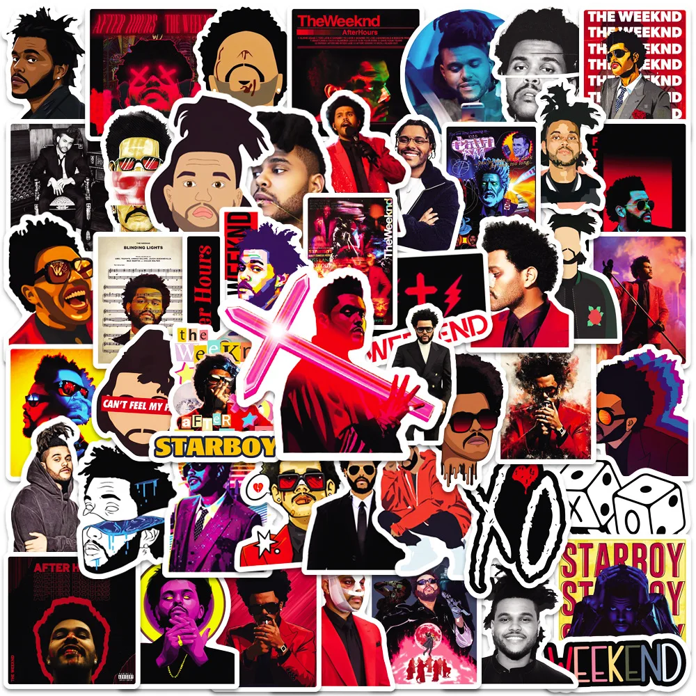 Cantor The Weeknd Graffiti adesivos impermeáveis, decalque legal, parede do telefone DIY, capacete da motocicleta, etiqueta da estrela do carro, presente do brinquedo, 10 pcs, 30 pcs, 50pcs