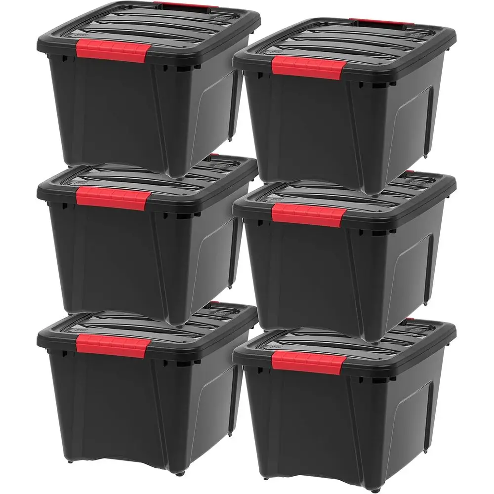 

6-Pack 19L QT Plastic Storage Boxes with Lids, Nestable, Stackable, BPA-Free, Garage Organizer, Durable Containers with Pull Han