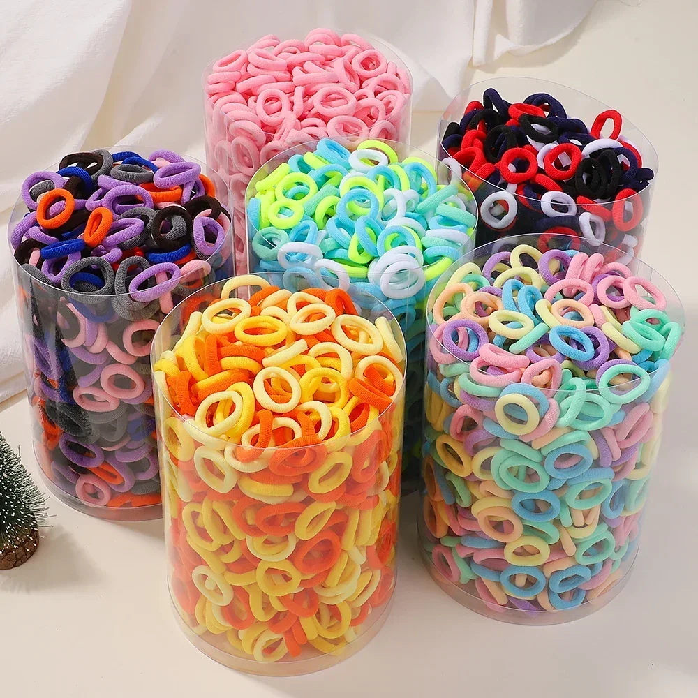 50/100/200PCS Baby Girls Colorful Nylon Elastic Hair Bands Ponytail Hold Small Hair Tie Rubber Scrunchie Hair Accessories Gifts