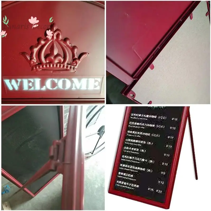 Vintage message board, iron blackboard, telephone booth, creative café decoration, wall-mounted display window