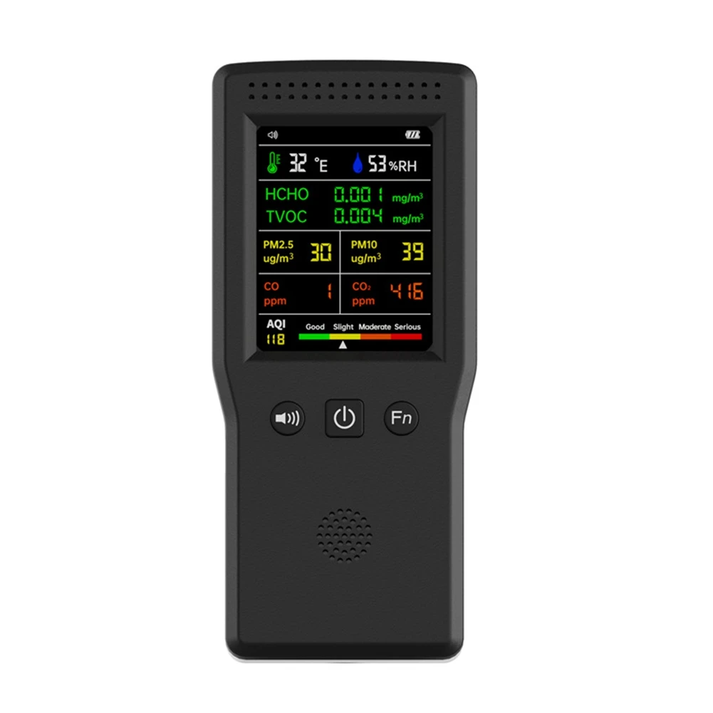 T36C 9 en 1 détecteur de qualité de l'air écran LCD PM2.5 PM10 HCHO TVOC CO CO2 AQI température humidité moniteur de qualité de l'air