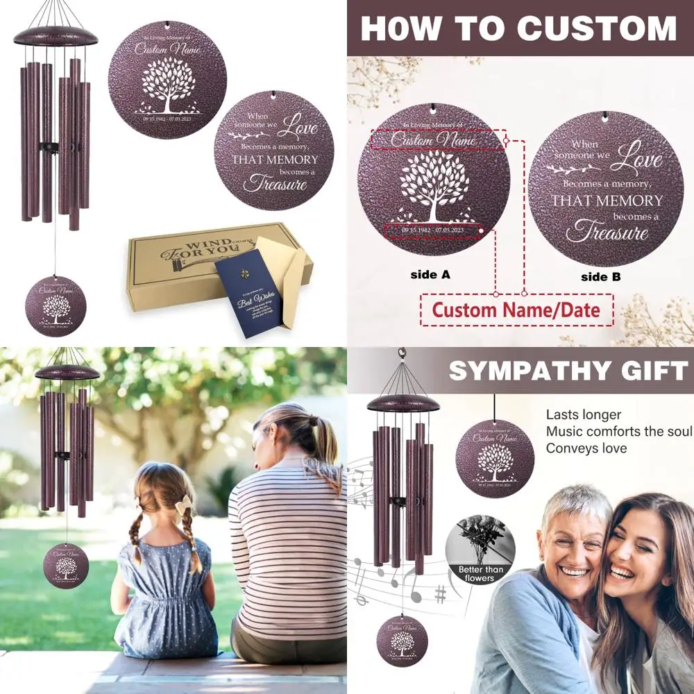 

32-inch memorial wind chimes - personalized tribute gift for father's loss