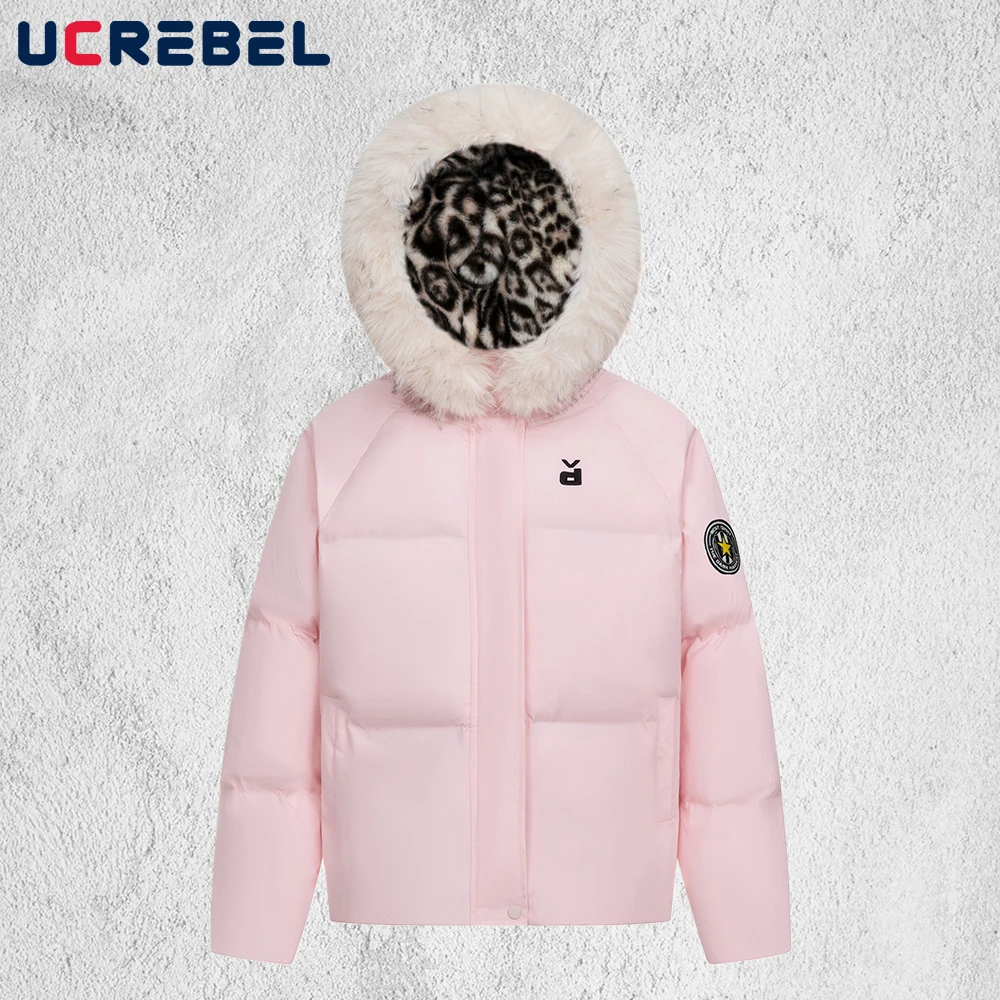 

Leopard Patchwork Hooded Padded Jacket Mens Winter Thick High Street Drawstring Hem Loose Long Sleeve Quilted Jacket Man