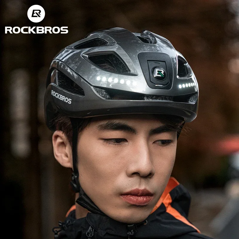 ROCKBROS Bicycle Light Helmet Type-C Charging Cycling Helmet Rechargeable Adjustable MTB Safely Mountain Road Scooter Helmet