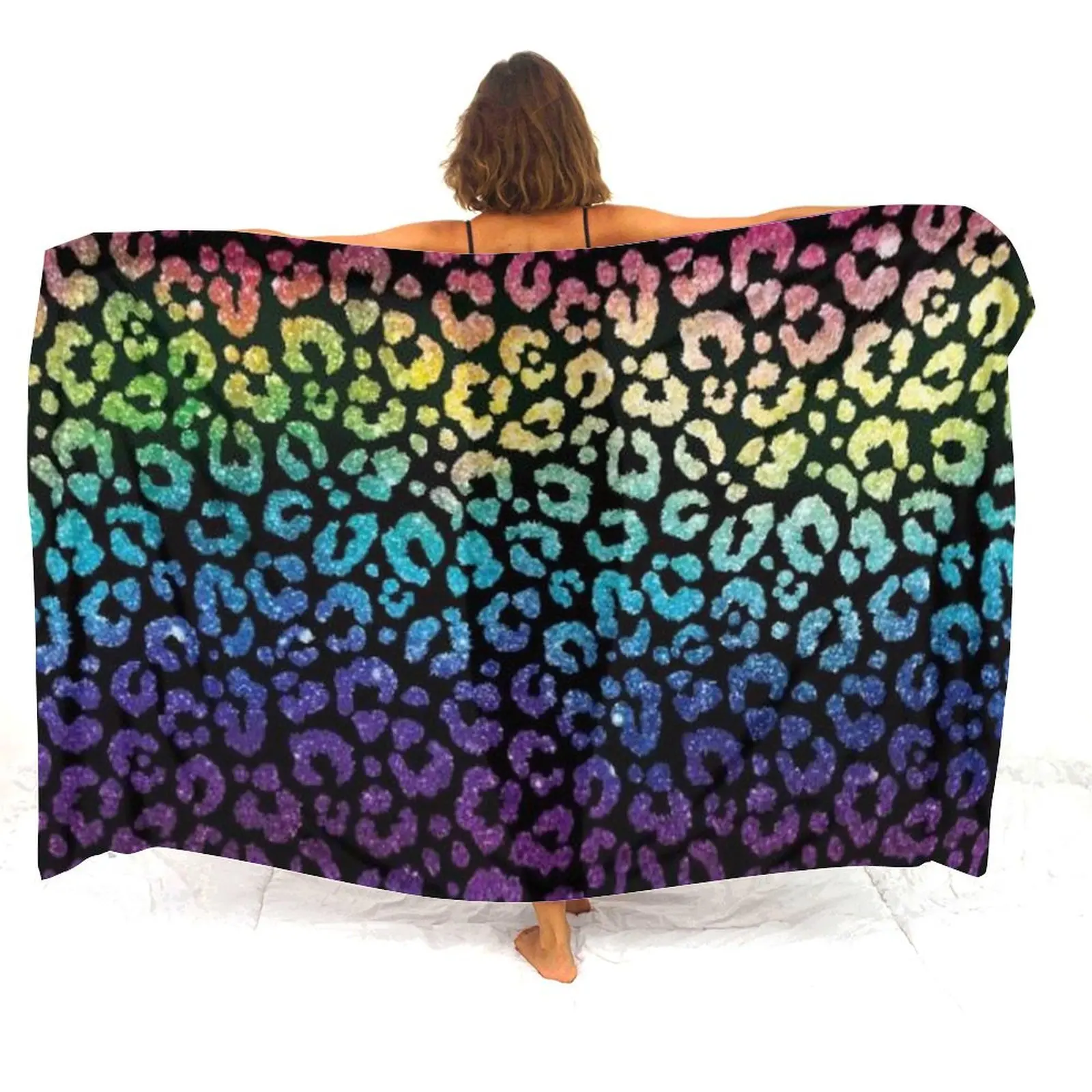 

Leopard Print Sarong Lightweight Fabric Customizable Patterns Large Salon Beach Shawl Salon Apron Essential For Vacation