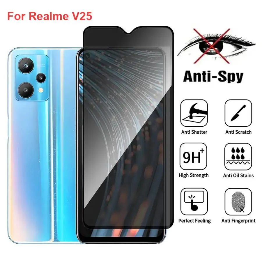 

Realme V25 Anti Spy Privacy Tempered Glass Protector Compatible For Realmev25 Full Cover Screen Phone Film
