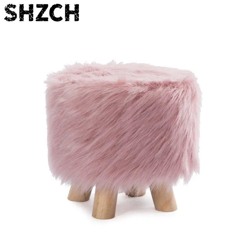 Adorable Shoes-changing Stool Plush Wooden Footrest Removable Chair Cover Soft Seat Cushion Home Decor Furnitu 가구 걸상
