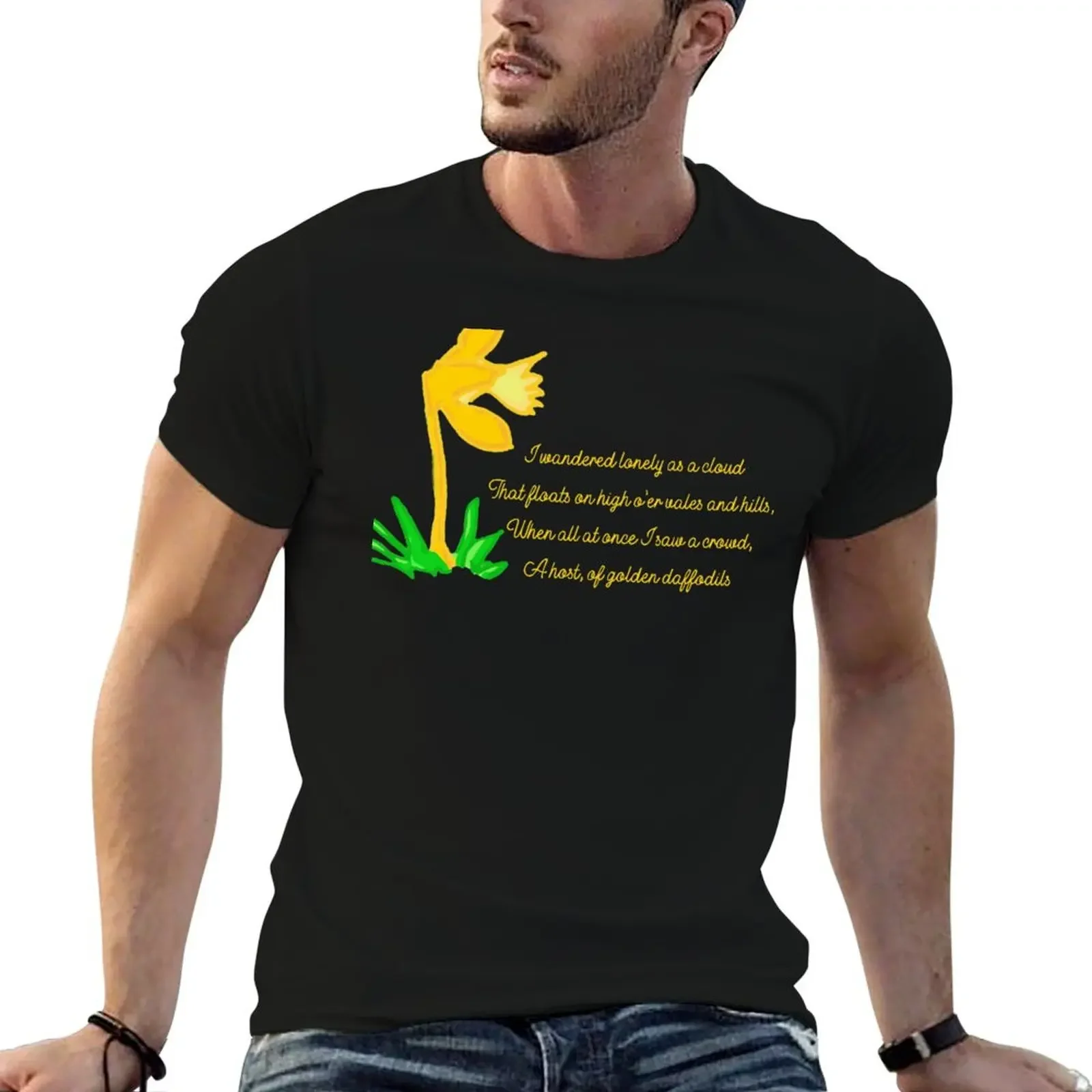 William Wordsworth Bright Daffodils T-Shirt for a boy hippie clothes cotton graphic tees new edition slim fit t shirts for men