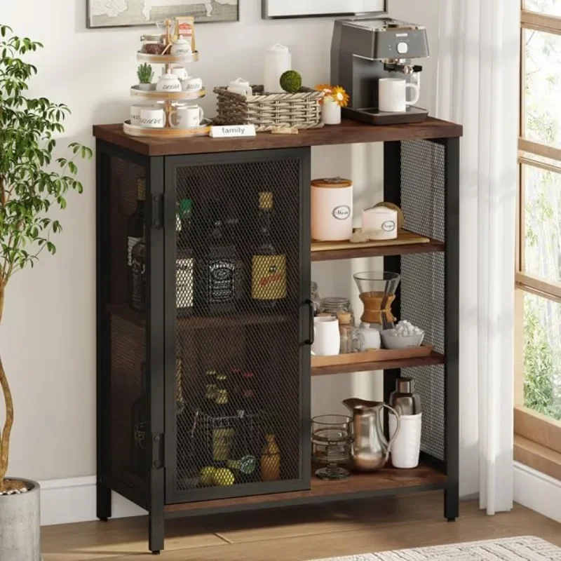 Farmhouse Coffee Bar Small Vintage Storage Cabinet for Home Industrial Buffet Sideboard for Kitchen and Dining Room