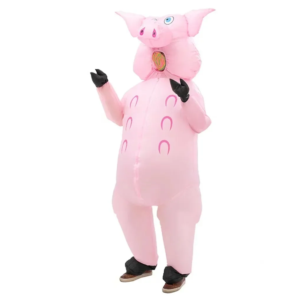 Adult Kids Inflatable Pig Costume Halloween Animal Cosplay Anime Air Blow Up Suit Carnival Festival Mascot Stage Show Party Wear