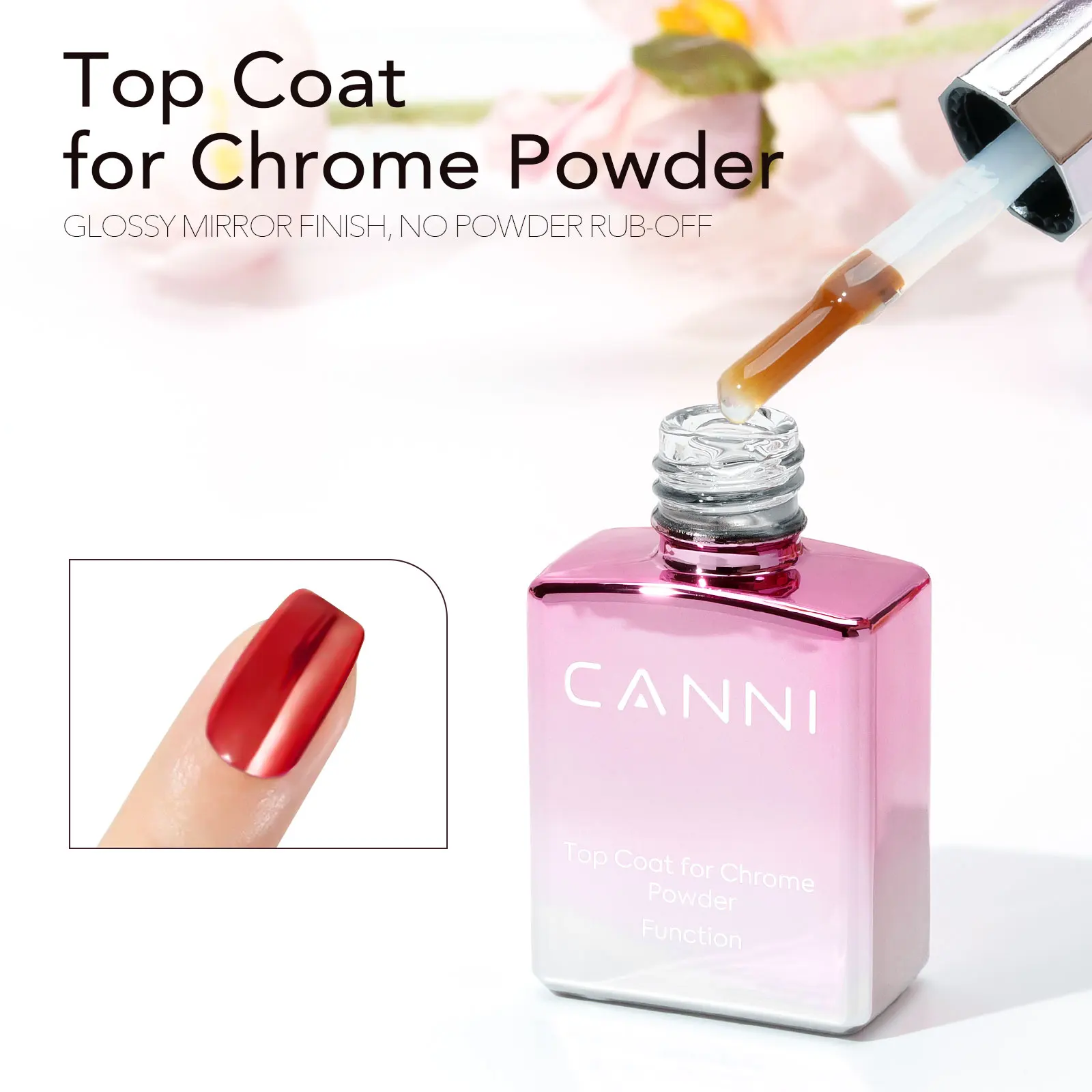 CANNI Spiegelchrom-Puder Professioneller Überlack mit Metallic-Effekt Nagelpigment für Soak-Off UV-Gel-Lack Nageldesign 9ML
