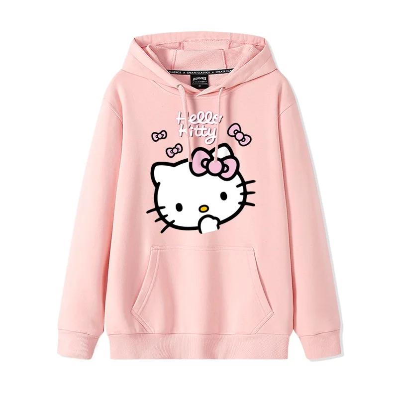 2024 New Cartoon Cute Kitty Loose Hooded Hooded Hoodie Girl\'s Friend Dress Couple Dress Casual Fashion Versatile Hoodie Top Coat