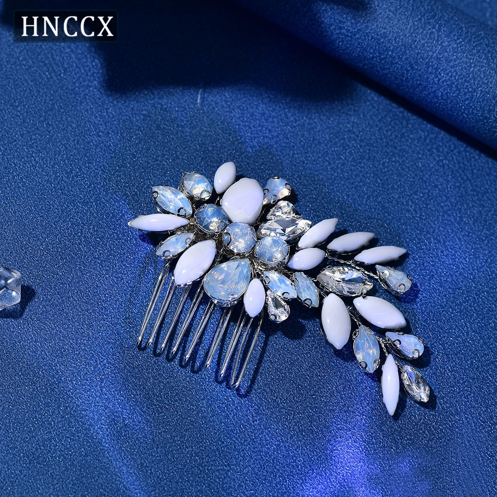 HNCCX-Leite Cor Branca Rhinestone Pente de Cabelo para Mulheres, Noiva Headdress, Wedding Party Headwear, Acessórios Clipe de Cabelo, CP318