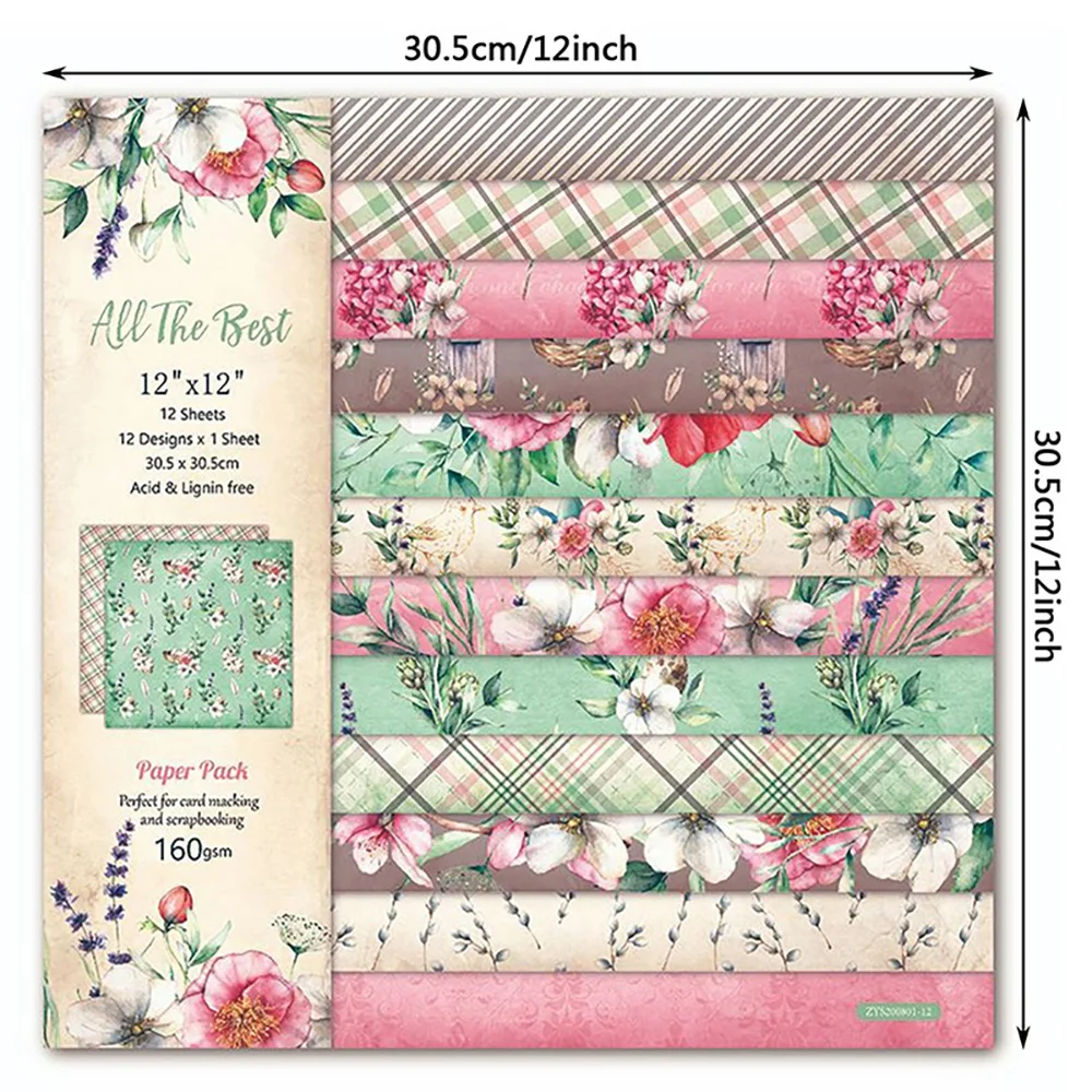 Chzimade 12Sheets Scrapbooking kwiat podkładki papierowy materiał Art Background 12x12 \