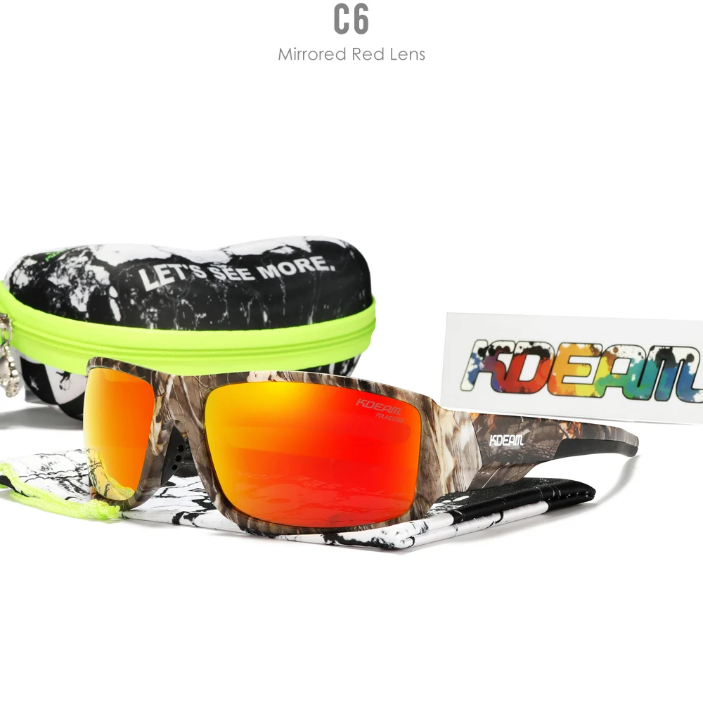 KDEAM Leistung Polarisierte Sonnenbrille Für Männer Druck Muster Design Rahmen Gläser Durchlässigkeit Cat.3 männer Sport Brille