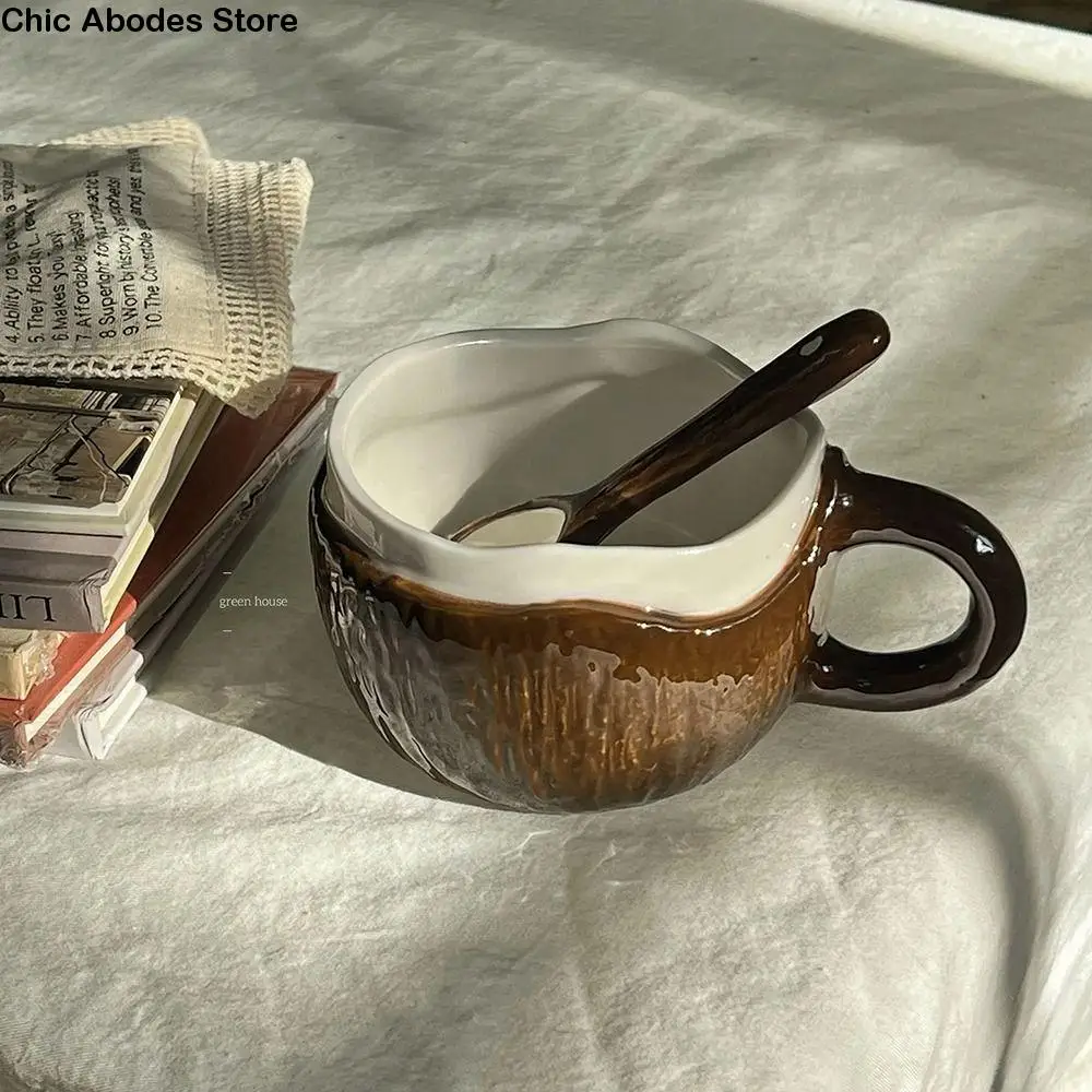 

Hand-Held Coconut Ceramic Mug Irregular INS Imitation Coconut Shell Water Cup Realistic Handmade Creative Coffee Cup Kitchen