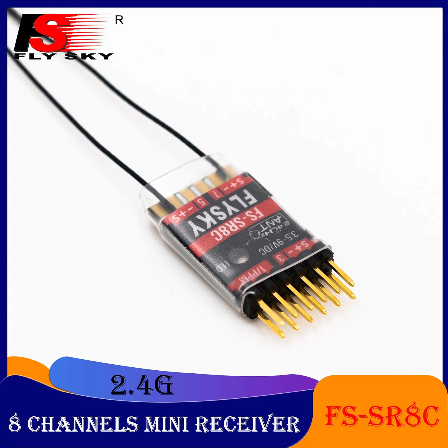 FLYSKY FS-SR8C 8 Channels 2.4G Receiver Dual Antenna for RC Fixed Wing Gliders Robot Model Toy ANT Protocol Transmitter FS-ST8